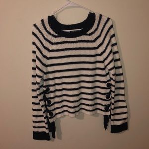 Blue and white striped sweater